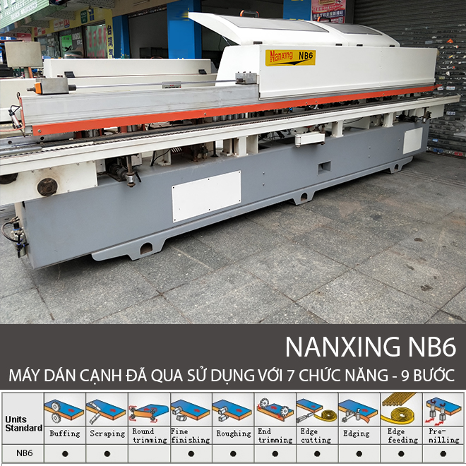 Máy dán cạnh tự động 7 chức năng có phay cạnh ván Nanxing NB6 đã qua sử dụng