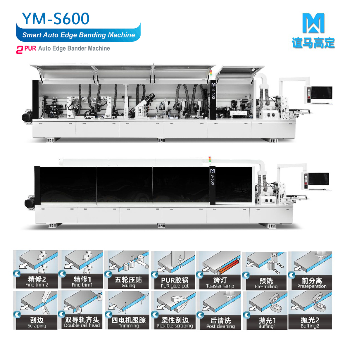 Máy dán cạnh tự động YIMAI tiêu chuẩn cao keo PUR Model YM - S600